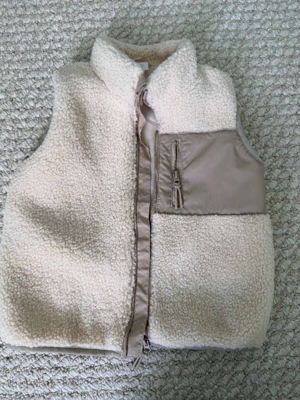 H&M Toddler Sherpa Fleece Vest 3T Cream Beige Full Zip Teddy Vest